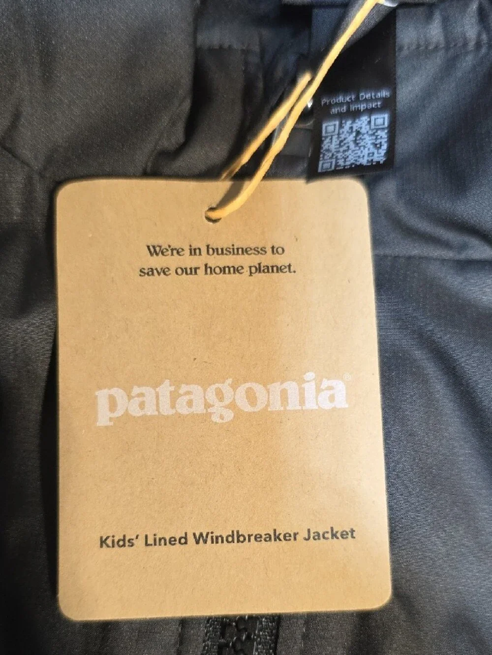 Patagonia Kids Black Rain Jacket with Logo